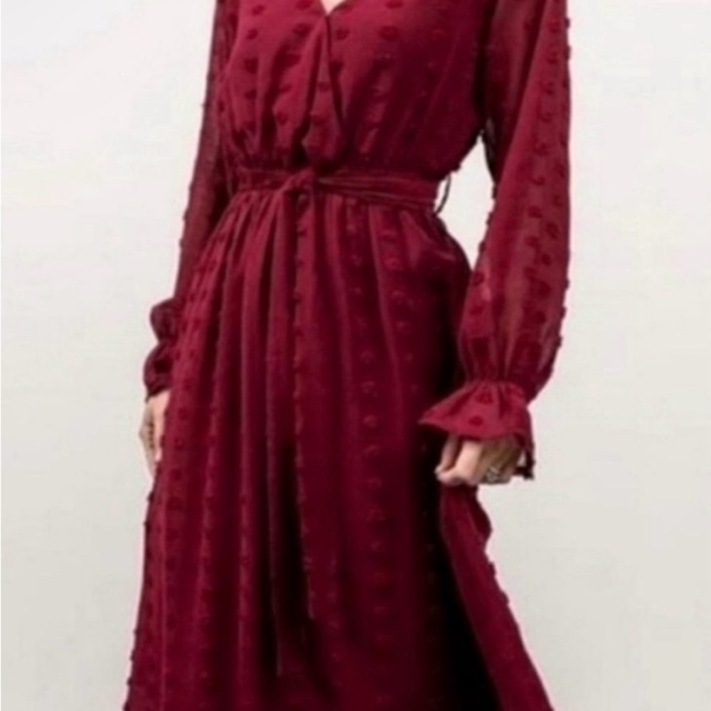 Baltic Born Red Paisley Dot Midi Dress NWT